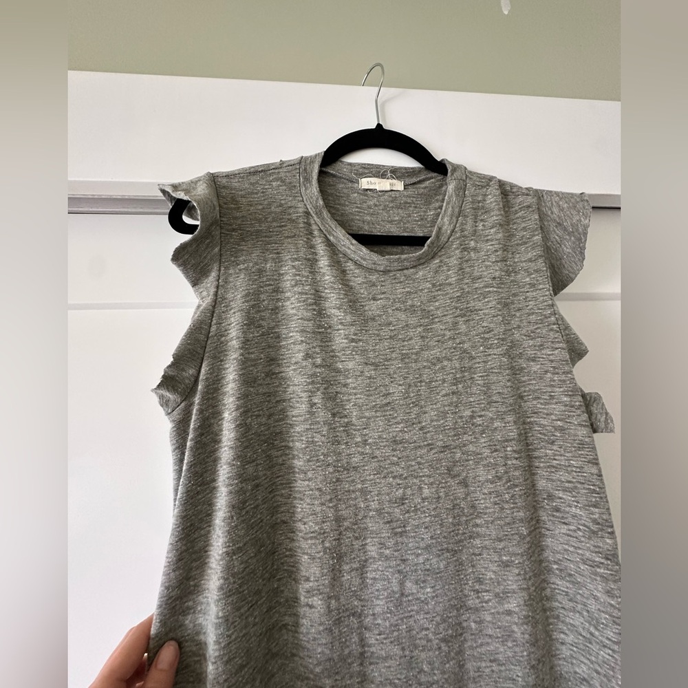 Gray Ruffle Sleeve maxi dress